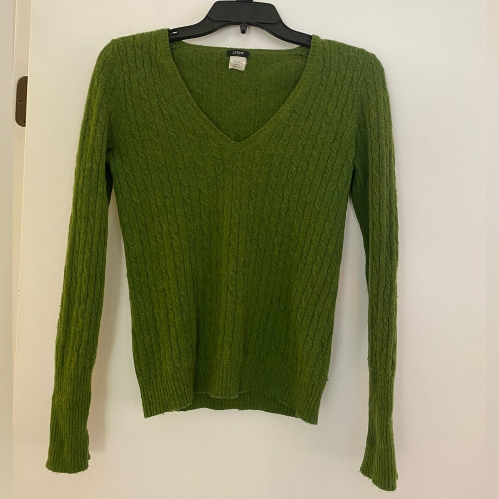 J. Crew Olive V-Neck Sweater